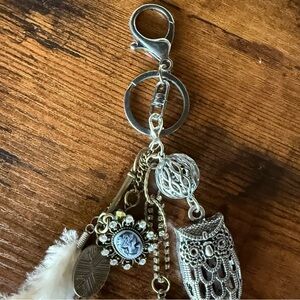 Hand Crafted Silver Owl Charm Key Holder